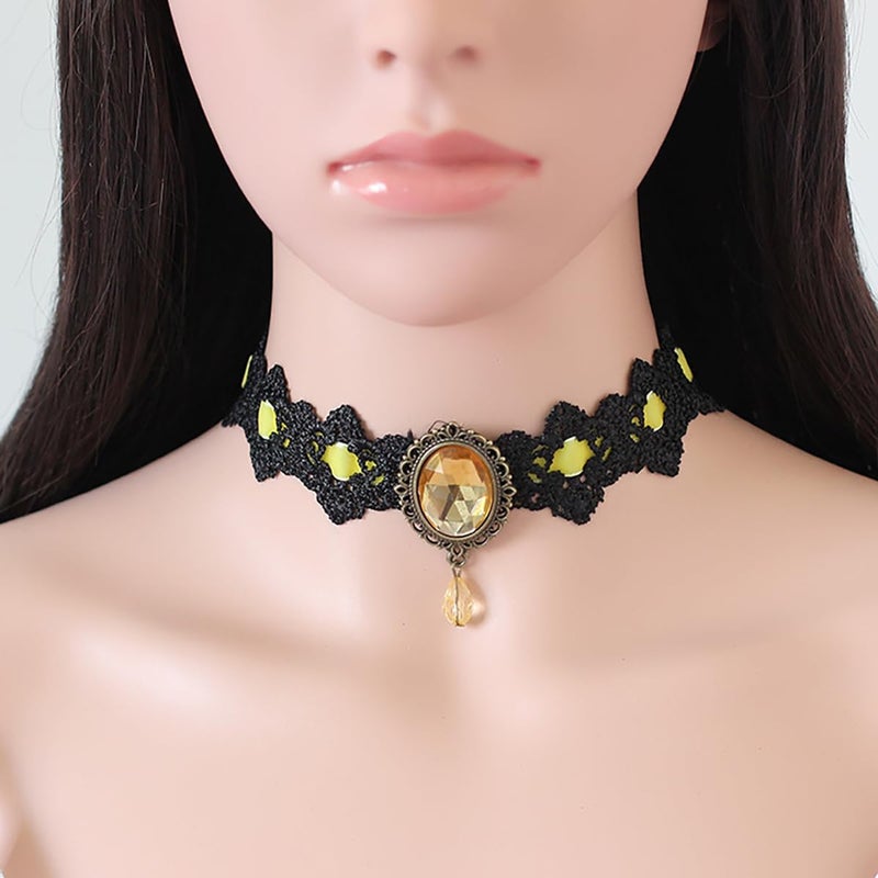 IS4U Gothic Lace Choker Necklace with Vintage Crystal Gems - Vampire Bat Design, Perfect for Halloween, Parties & Costumes - Image 4